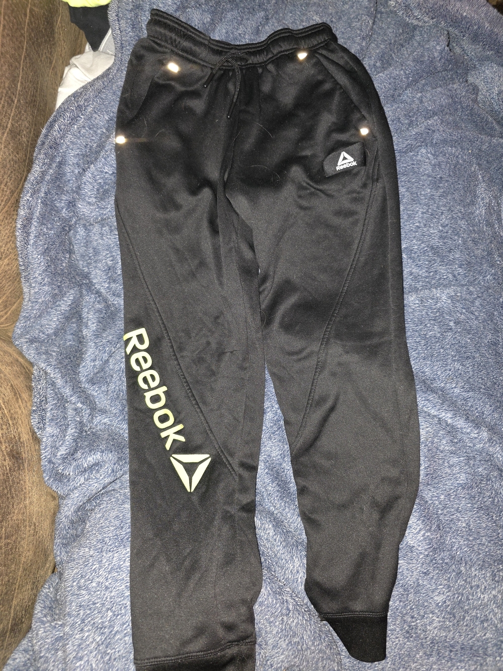 Reebok Black Jogger Sweatpants with Green Logo